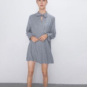 Zara Long Sleeve Mini Dress with Tie